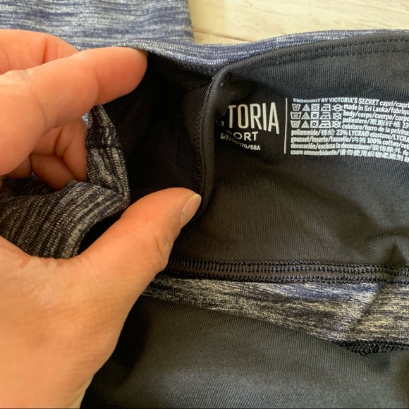 Victoria Secret Sport Navy Blue Space Dye Heathered High Rise Crop Leggings - Picture 9 of 9